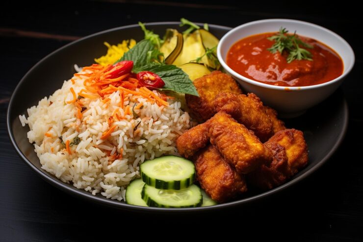 nasi-campur-with-coconut-chili-tempeh